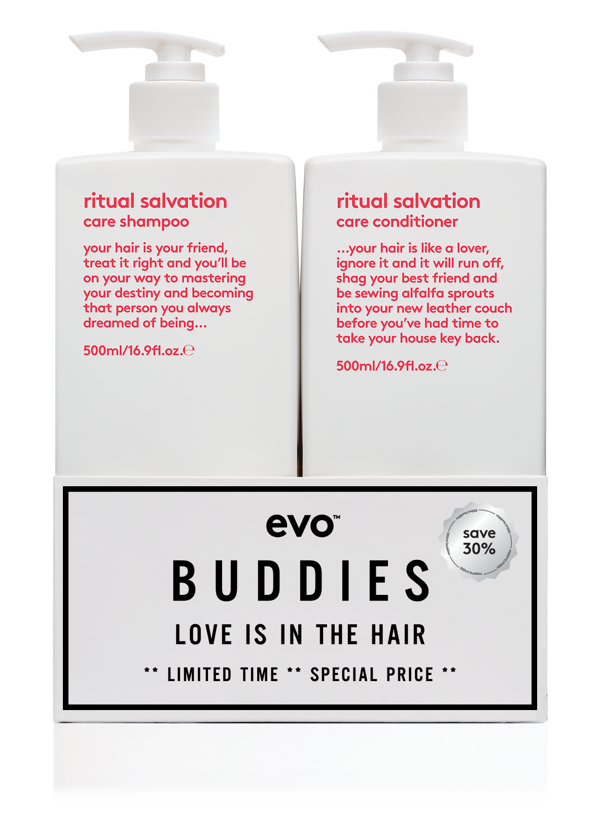 Evo Ritual Salvation Buddies Shampoo Conditioner 2x 500ml Hos Frisøren Baronen
